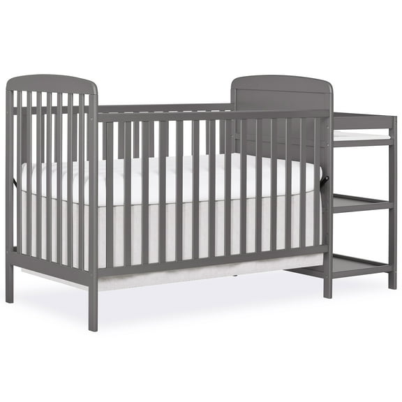Dream On Me Anna 3-in-1 Convertible Crib and Changing Table Steel Gray Changing Pad Included, Converts from Baby Crib to Toddler Bed, Day Bed and Kids Sofa, Three Adjustable Mattress Height Positions