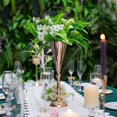 thumbnail image 3 of Gold Silver Candle Holders Wedding Decor Metal Candlestick Flower Stand Vase Table Centerpiece Event Floral Rack Road Lead (silver 42cm), 3 of 7