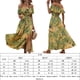 thumbnail image 2 of Vestido Vestido elegante con estampado de hojas, sin espalda, para mujer, suelto, informal, con cuello oblicuo, traje de vacaciones Ygjytge Amarillo T M para Mujer, 2 of 8