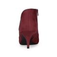 thumbnail image 6 of BLISSFUL STEP Women's Ankle Boots Solid Color Pointed Toe Kitten Heel Burgundy 6.5, 6 of 8