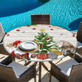 thumbnail image 6 of Christmas Round Tablecloth, Fitted Table Cover with Elastic for 45"-54" Round Tables, Gnomes Xmas Tree Snowflake Winter Gifts Wooden Table Cloth Outdoor Indoor Dinning Party Waterproof Tablecloths, 6 of 7