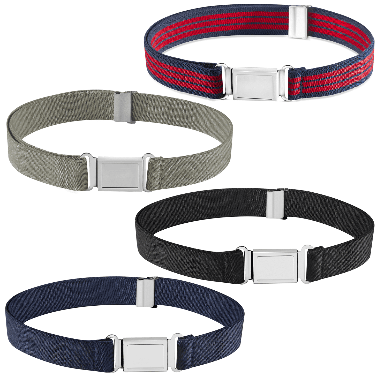 Buyless Fashion Kids Boys Toddler Adjustable Elastic Stretch Belt With Buckle 4 Pack