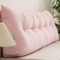 thumbnail image 1 of Genérico Triangular Pillow Headboard for Twin XL Beds: Corduroy Backrest with Storage Pocket | Ergonomic Wedge Cushion for Dorm Rooms & College Students (Pink,Queen (59" W)), 1 of 7