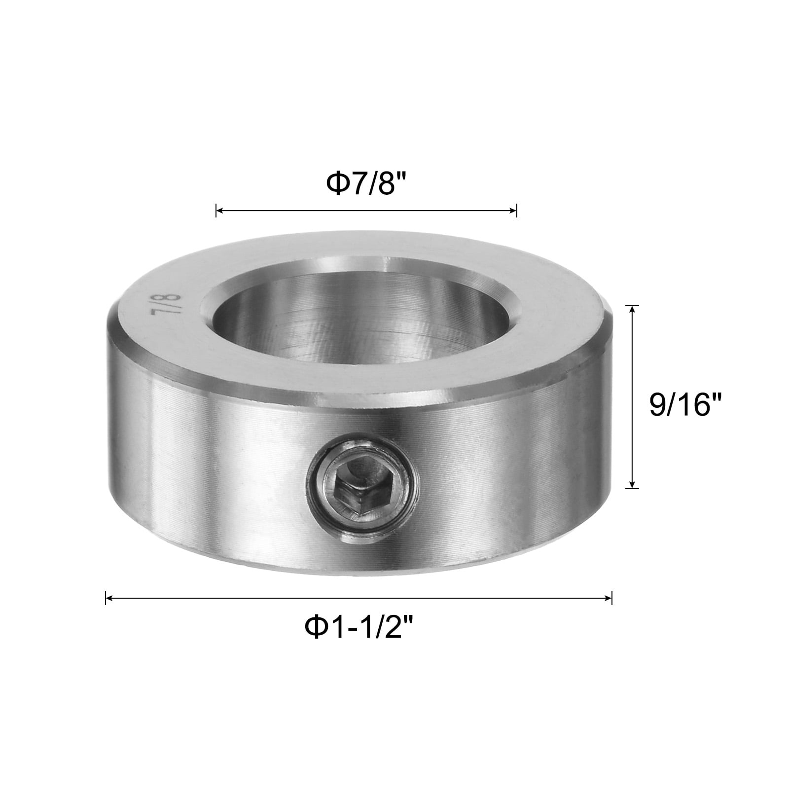 4 Packs Set Screw Collars 7/8" Bore 304 Stainless Steel Shaft Collars, 1-1/2" OD, 9/16" Width