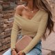 thumbnail image 2 of Camisas Para Mujer, de Gran Tamaño, Holgadas, Informales, de Manga Larga, Con Cuello Torcido Sólido, Blusa Informal, Camisetas Sin Tirantes Odeerbi  ODB133460, 2 of 8