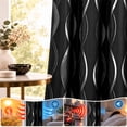thumbnail image 4 of 100% Blackout Curtains Silver Waves Lines Grommet Thermal Insulated Curtains for Living Room Bedroom Patio Door,Black,W37 x L84 inch (4 Panels), 4 of 8