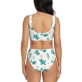 thumbnail image 3 of Wukai Turtles And Seahorses Women's Bikini Set Two Piece,wimsuit High Waisted V Neck Twist Front Adjustable Spaghetti Straps Bathing Suit-Medium, 3 of 7