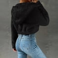 thumbnail image 5 of Aellinatey Cropped Fleece Jackets for Women Fashion Zip Up Plush Sherpa Warm Coats Comfy Soft Long Sleeve Fuzzy Hooded Outerwear, 5 of 10