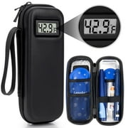 RGEEK 24h Insulin Cooler Travel Case TSA Approved Medicine Cooler for Travel w/Thermometer Temperature Display Diabetic Travel Case Organizer w/2 Reusable Ice Packs for Daily Life Trip (Black)