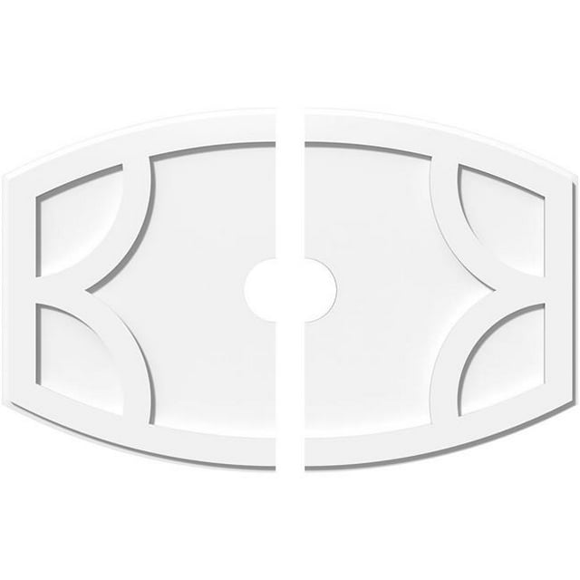 Ekena Millwork CMP34X22KY2-04000 4 in. ID x 18.25 in. Rectangle Kailey Architectural Grade PVC Contemporary Ceiling Medallion - 2 Piece