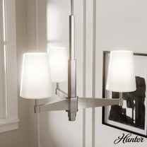 Hunter - Nolita 3-light Brushed Nickel, Medium Size Chandelier, Dimmable, Modern Style, Candle Shaped, for Bedrooms, Dining, Living Rooms - 19877