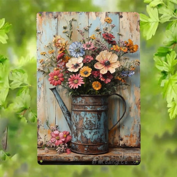 HELLOYOUNG Vintage Metal Wall Art Farmhouse Decor for Patio Garden Indoor Outdoor Metal Sign