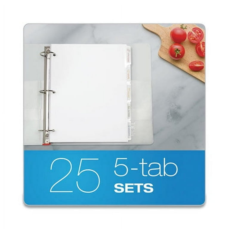Custom Label Tab Dividers with Self-Adhesive Tab Labels, 5-Tab, 11 x 8.5, White, 5 Sets Custom Label Tab Dividers with Self-Adhesive Tab Labels, 5-Tab, 11 x 8.5, White, 5 Sets