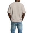 thumbnail image 4 of Men's V-Neck Raglan Short Sleeve T-Shirt, Waffle Knit Casual Tee with Contrast Sleeves, Plus Size Loose Fit Top Khaki 2XL, 4 of 4