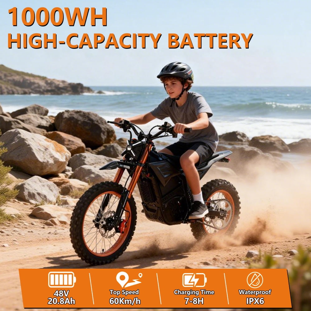 M7 Electric Dirt Bike for Teens, 48V 20.8Ah Battery, 3000W Brushless QS Motor,  for 3.9-6 ft  Riders