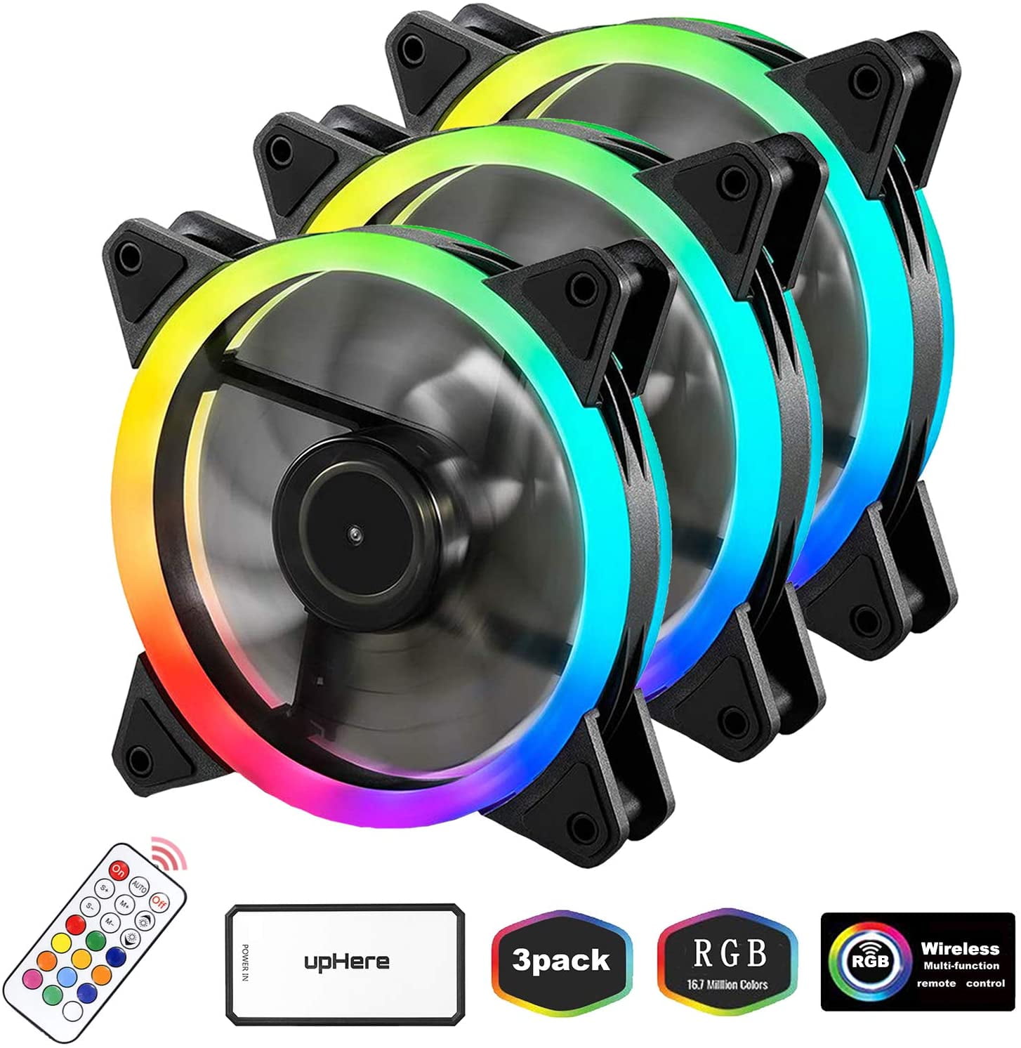 upHere 120mm RGB LED PC Cooling Fan for Computer Case, Ultra Quiet High