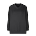 thumbnail image 4 of hxobax Women Oversized V Neck Sweatshirt Fleece Long Sleeve Pullover Hoodie Comfy Top Preppy Clothes, 4 of 7