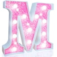 thumbnail image 1 of Luz de Letra Marquee LED Pooqla con Purpurina Rosa a Pilas, 1 of 6