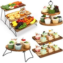 5 Pcs Wood Dessert Table Display Set,3 Tier Cake Table Display 2 Tier Cupcake Tower Holder Rectangular Serving Tray Round Cake Stand for Tea Party Wedding Farmhouse$$Home Decor, Kitchen, & Other