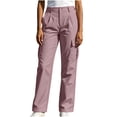 thumbnail image 2 of Neewe Women's Straight Long Pants Solid Color Elastic Waist Golf Travel Pants with Pockets Daily Outfits, 2 of 7