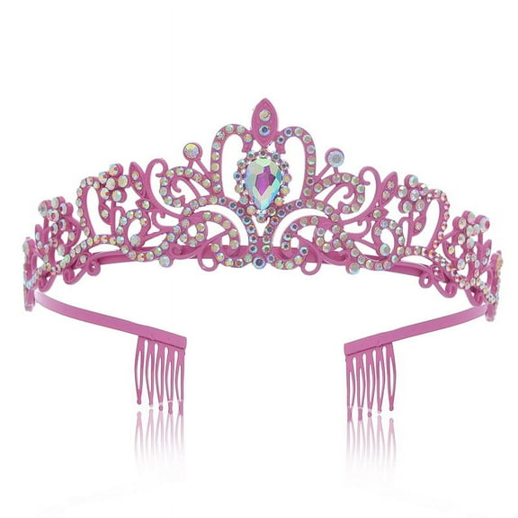 Nvzi Sparkling Crystal Princess Tiaras for Women Girl Crown Queen Headband Fashion Headpiece for Wedding Bride Bridal Prom Party Costume Hair Accessories Valentines Mothers Day Gifts,Pink B