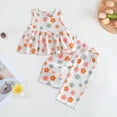 thumbnail image 2 of Xyant Toddler Baby Girl Summer Clothes Flower Boho Spring Outfit Kids Toddler Floral Print Cotton Sleeveless Tunic Tank Top Pants Set (White,2-3 Years), 2 of 6