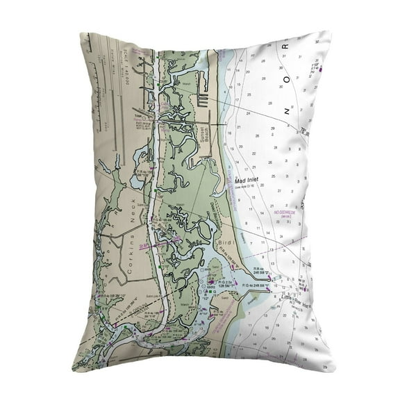 Betsy Drake KS11534SB 11 x 14 in. Sunset Beach, NC Nautical Map Non-Corded Indoor & Outdoor Pillow