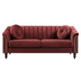 thumbnail image 2 of Gewnee Chesterfield Velvet Sofa Couch with Nailhead Trim and 2 Pillows for Living Room,Red, 2 of 8