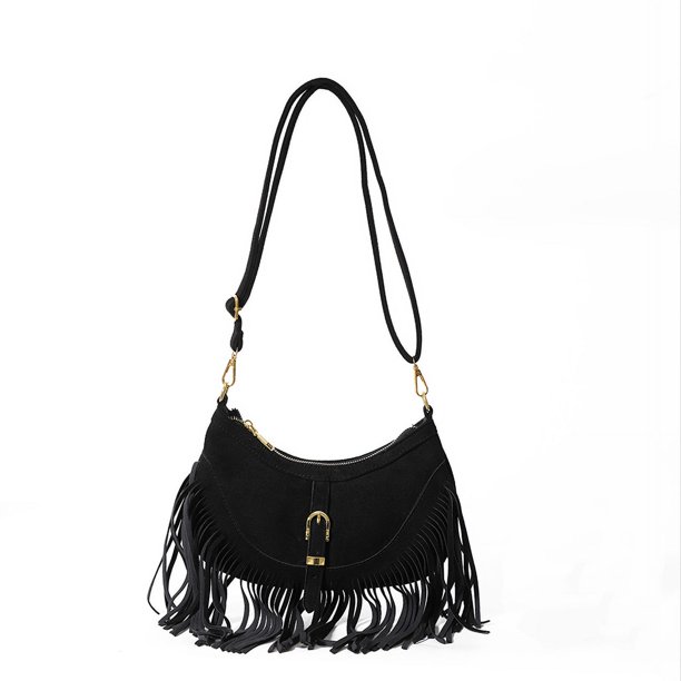 Bolso Bandolera Con Flecos Y para Mujer Piel Sintética