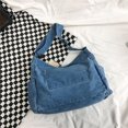 thumbnail image 4 of Bolsa Bandolera de hombro de dama de alta capacidad mezclilla retro japonesa azul claro Ehuebsd, 4 of 9