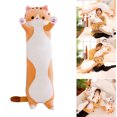 thumbnail image 2 of Soft Sleeping Cat Figure Pillow Stuffed Animal Doll Long Cylindrical Plush Toy for Children Adults 50/70/90 cm Long Brown 50cm, 2 of 5