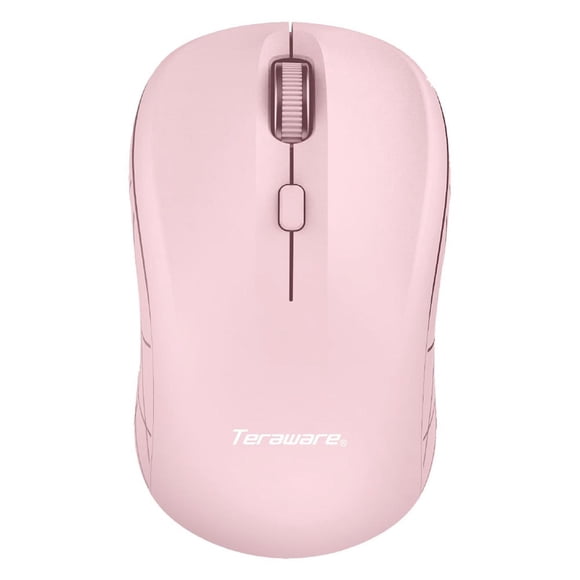 Mouse inalámbrico Teraware MO-211W 1600 dpi, 4 botones, receptor usb, usa 1 pila AA, rosado