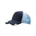 thumbnail image 1 of Cotton Twill Distressed Mesh Trucker Hat, Navy/Blue, 1 of 1