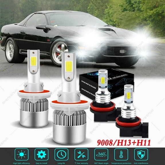 For Camaro 2012-2013 Headlights 9008/H13 LED High and Low Beam H11 Fog Light 4pc