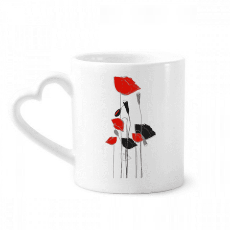 

Red Flowers Painting Corn Mug Coffee Cerac Drinkware Glass Heart Cup
