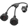 thumbnail image 1 of Double Plug for Socket, Multi-Socket 2-Way with Flexible Cable, 16 A/250 V/Max 3680 W, German Converter Socket Extensions for Kitchen, Office, Home, B, 1 of 5