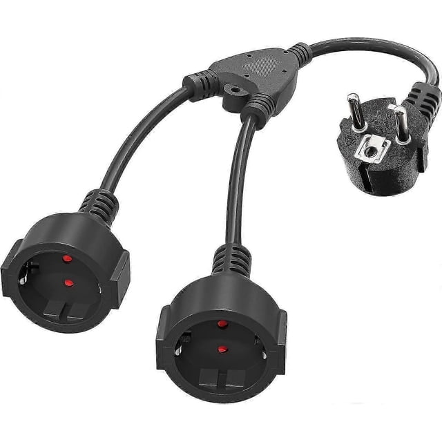 Double Plug for Socket, Multi-Socket 2-Way with Flexible Cable, 16 A/250 V/Max 3680 W, German Converter Socket Extensions for Kitchen, Office, Home, B
