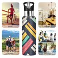 thumbnail image 7 of Yayeee 20oz Insulated Water Bottle Double Wall Stainless Steel with Flip Straw Lid, Red Geometric, 7 of 7