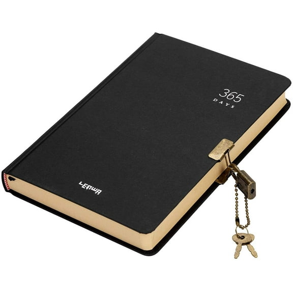 365 Day A5 Kraft Paper Hardcover Journals Notebook with Lock 1-Year Journal A Page A Day Daily Diary Scrapbook Numbered Blank Page Sketchbook Writing NotePad for journaling Schedule Agenda