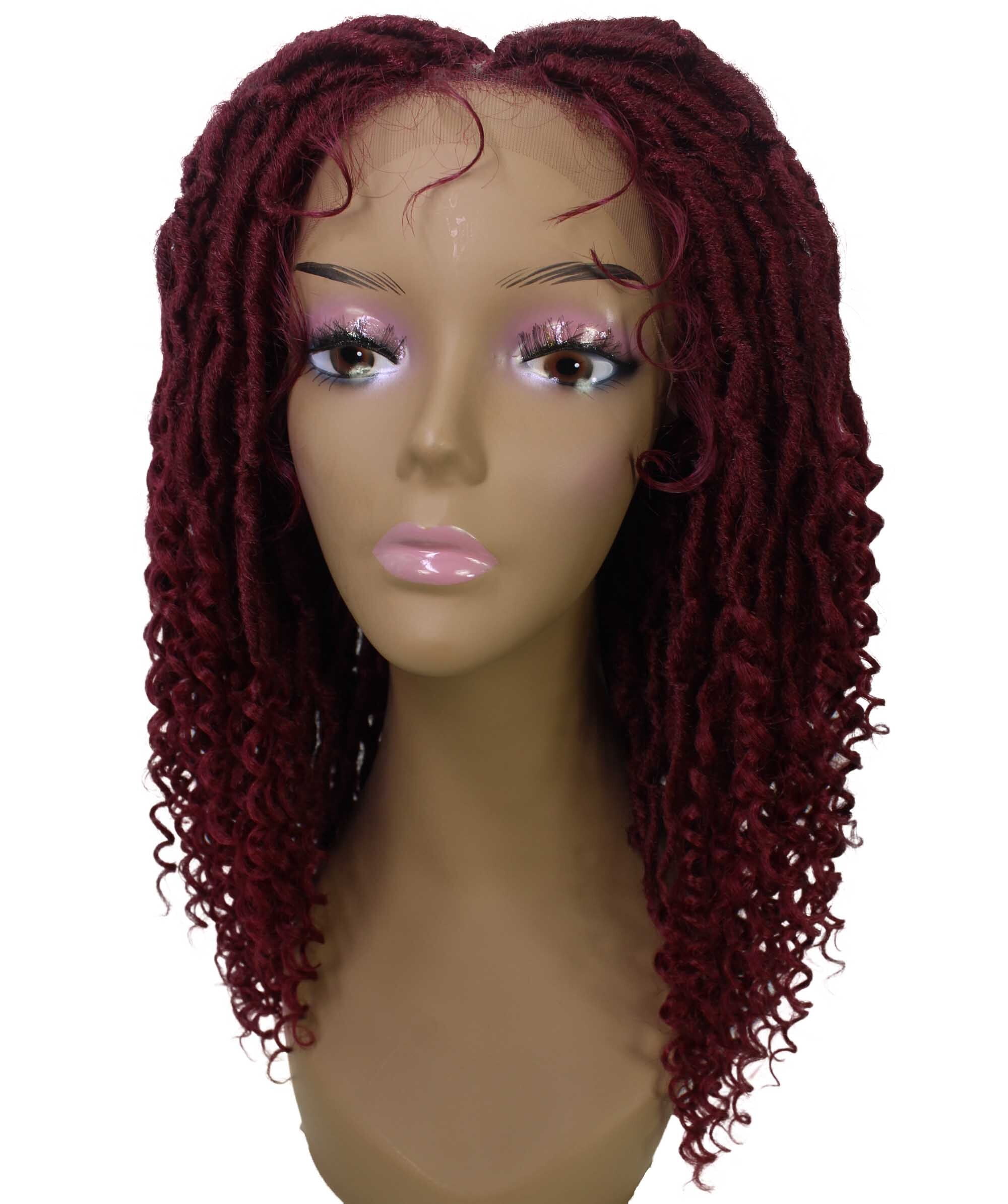 LUXLUXE Angel Curly Locs 20 in Long 4X4 Hand Tied Lace Braid Braided Wig, Beauty Heat Resistant Fiber, 20+ Shades of Natural, Dip Dyed, & Blended Colors