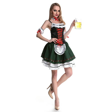 HDE Womens Ocktoberfest Halloween Costume Beer Maid Dress w/ Garter & Arm