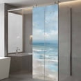 thumbnail image 3 of Ocean Window Privacy Film, Summer Beach Seagull Oil Painting Coastal Frosted Glass Window Clings Static Cling UV Heat Blocking Reusable Door Sticker for Bathroom 29.5 x 78.7 Inch, 3 of 9