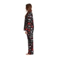 thumbnail image 2 of #followme Printed Flannel Button Front PJ Pant Set (Black - Love Paris, Large), 2 of 3