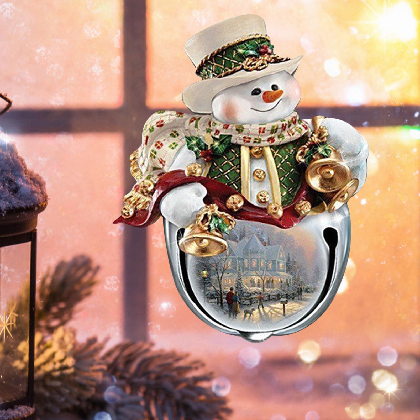 clearance Christmas wall decals ， Christmas Snowman Rotating Sculpture Train Decorations Window