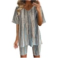 thumbnail image 2 of ICHUANYI Clearance Women's Summer Short Sleeve V-neck Tops Shorts Comfortable Homewear Two-piece Suit Sets(Dark Gray, XL) ICHUANYI WER2023081115972, 2 of 7