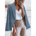 thumbnail image 3 of Womens Double Breasted Tweed Blazers Casual Long Sleeve Open Front Blazer Jackets Work Suits, 3 of 5