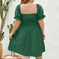 thumbnail image 4 of DeHolifer Women's Dress Plus Size Square Neck High Waist Solid Color Short Sleeve Summer Casual Long Dresses Green 3XL, 4 of 4
