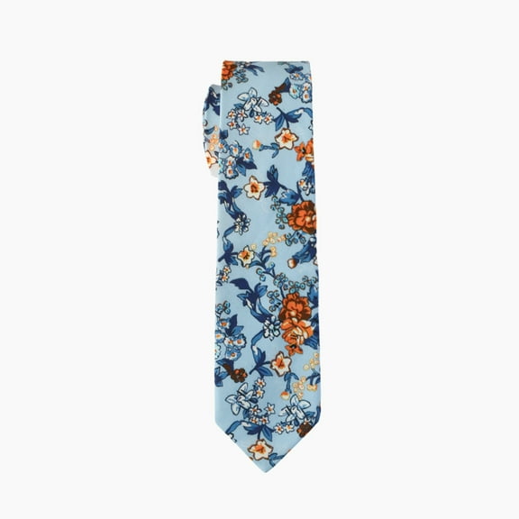 Light Blue Multicolor Floral Tie