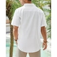 thumbnail image 2 of Camisa de lino de manga corta para hombre J.VER, blanca, talla grande, 2 of 5
