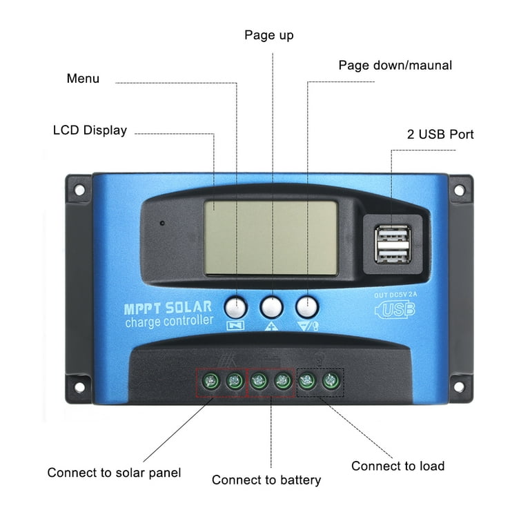 Lixada 40a Mppt Solar Charge Controller Solar Panel Charge Controller 12v 24v Dual Usb Lcd Display Short Circuit Protection Open Circuit Protection Reverse Protection Overload Protection Walmart Com
